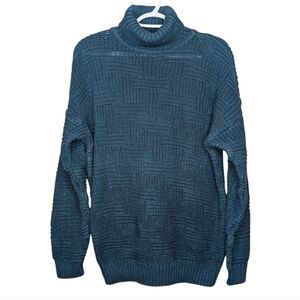 Vintage Woods & Gray Oversized Ramie Cotton Turtleneck Sweater L